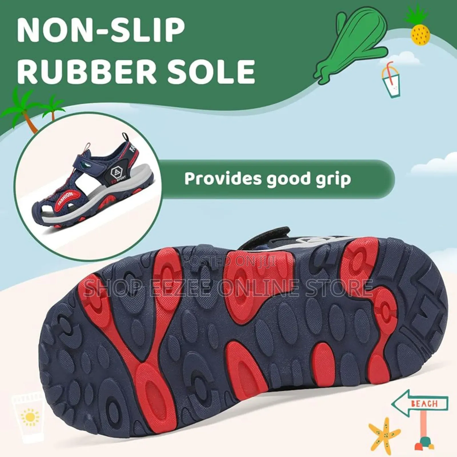 Size 31/ Blue/Red Saguaro Children's Summer Sandals/Velcro Kids Shoes