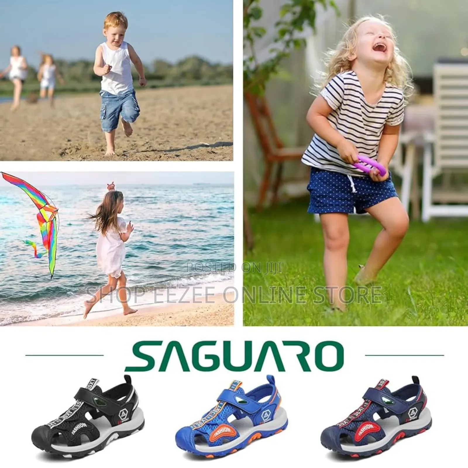 Size 31/ Blue/Red Saguaro Children's Summer Sandals/Velcro Kids Shoes