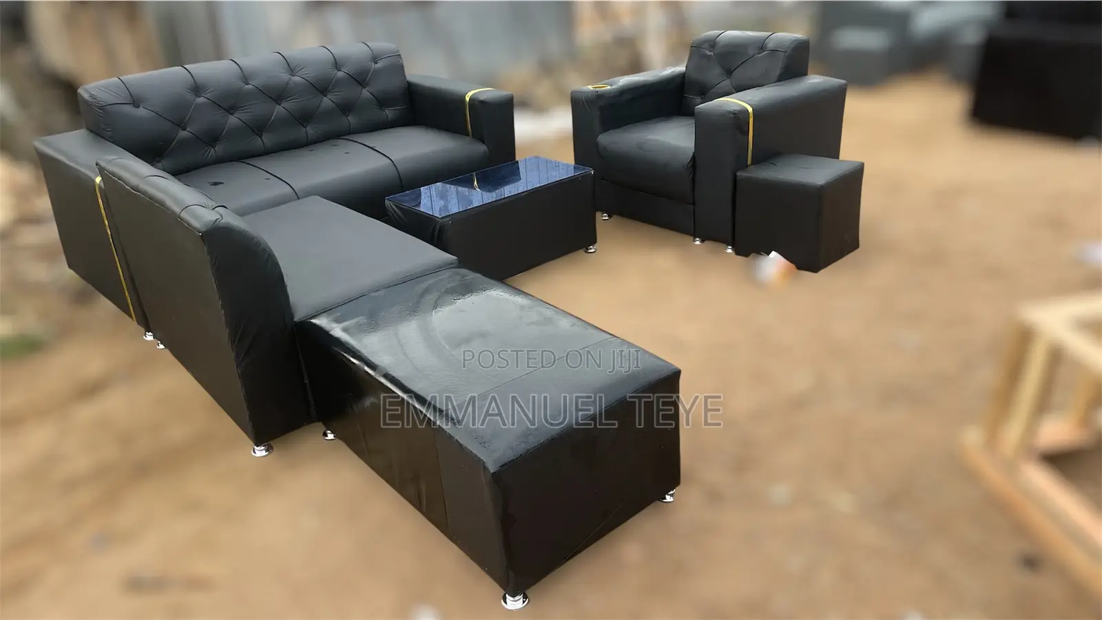 Black Americans Leather Sofa Set (Free Delivery)