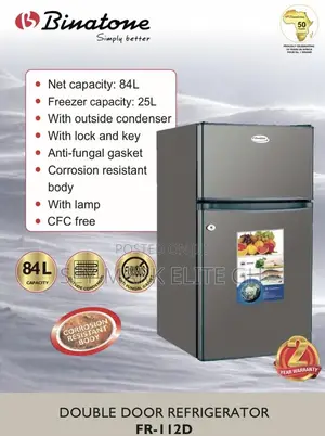 84l Binatone Double Door Fridge
