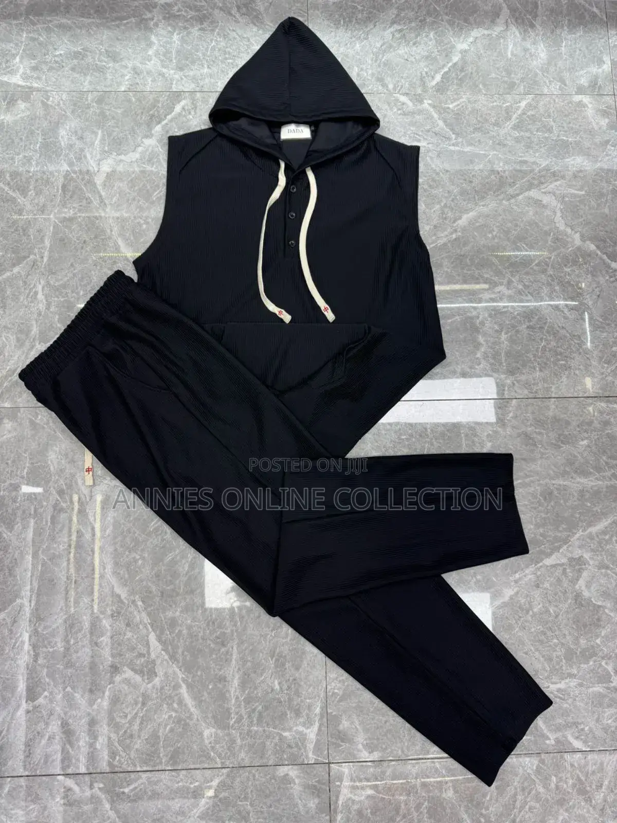 Plain Sleeveless Hoodie Sets