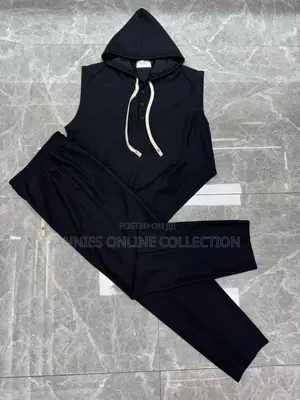 Plain Sleeveless Hoodie Sets