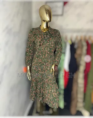 Green Floral Long Sleeves Mini Dress