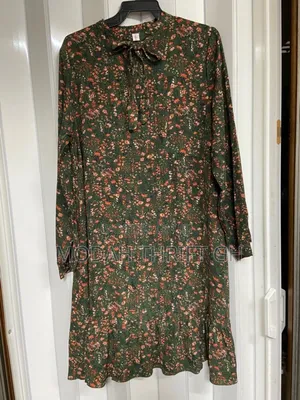 Green Floral Long Sleeves Mini Dress