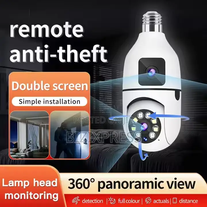 Dual-Lens Bulb Security Camera.