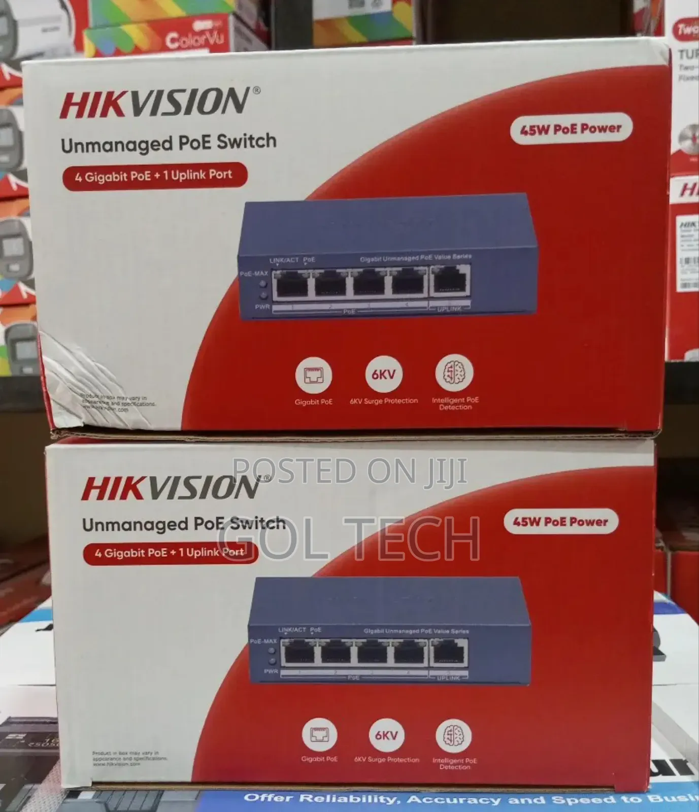 Hikvision 4 Port Unmanaged Gigabit Poe Switch 45w Poe Power