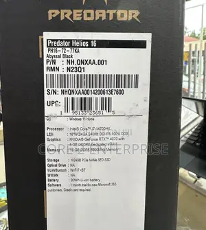 Photo - New Laptop Acer Predator Helios 16 16GB Intel Core I7 SSD 1T