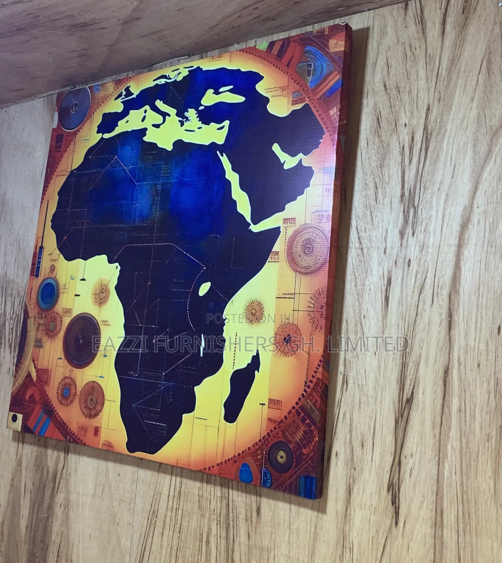 African Globe World Map Single Canvas Wall Arts Frame Decor