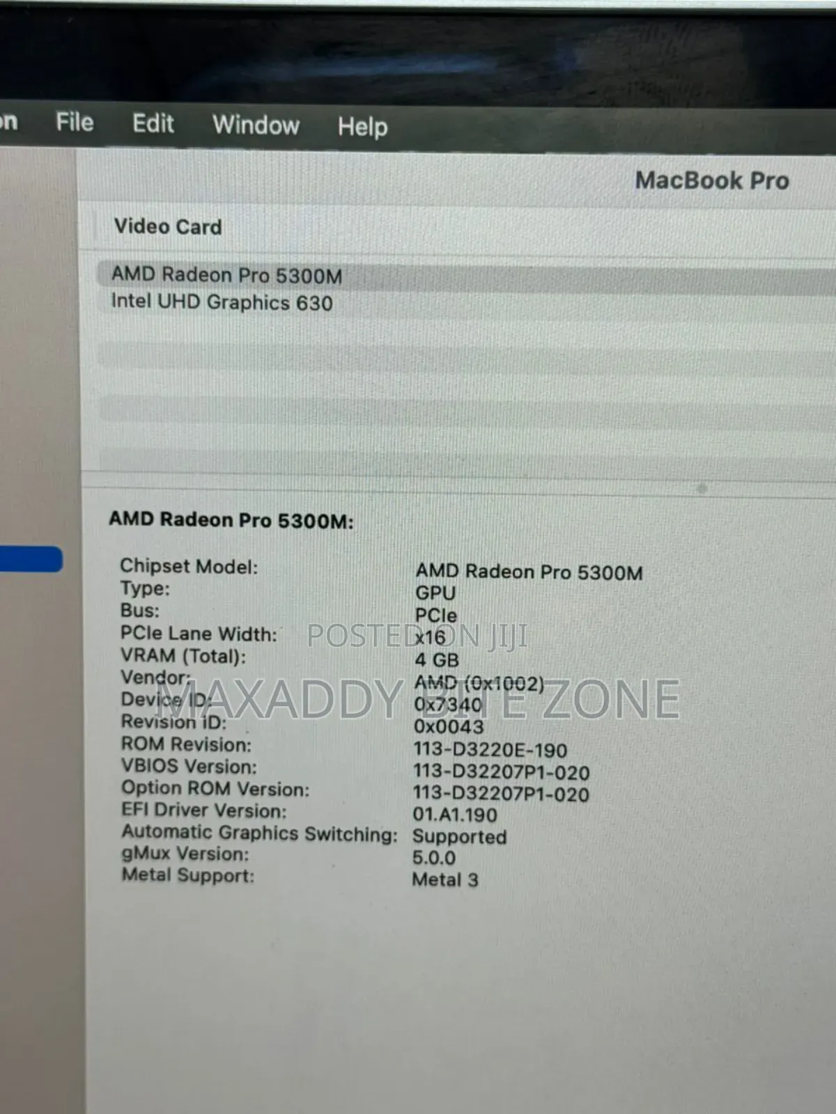 Laptop Apple MacBook Pro 2019 16GB Intel Core i7 SSD 512GB