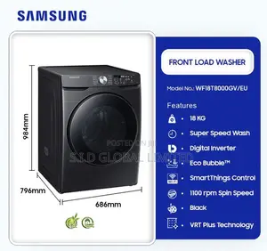 18kg Black Samsung Front Load Washing Machinewf18t8000gv/Eu