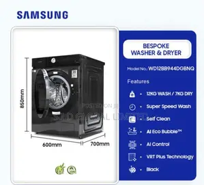 Photo - Ai Control 12kg Front Load Washing Machine Wd12bb944dgbnq