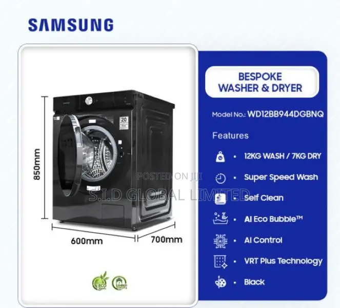 Ai Control 12kg Front Load Washing Machine Wd12bb944dgbnq