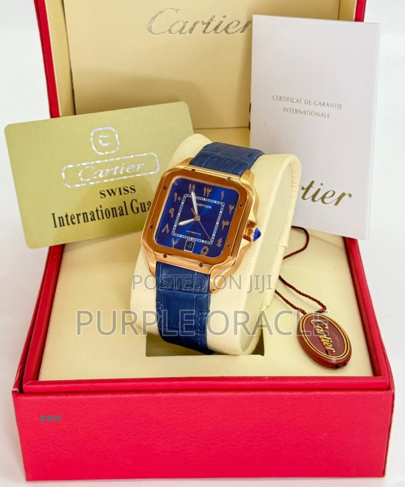 Santos De Cartier Leather Wristwatch.