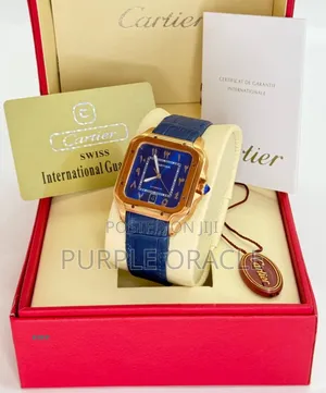 Santos De Cartier Leather Wristwatch.