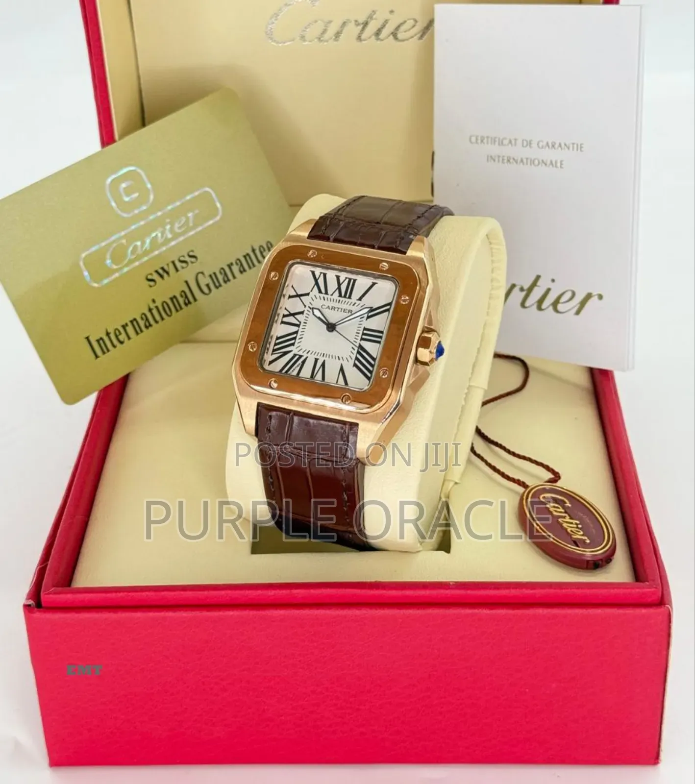 Santos De Cartier Leather Wristwatch.