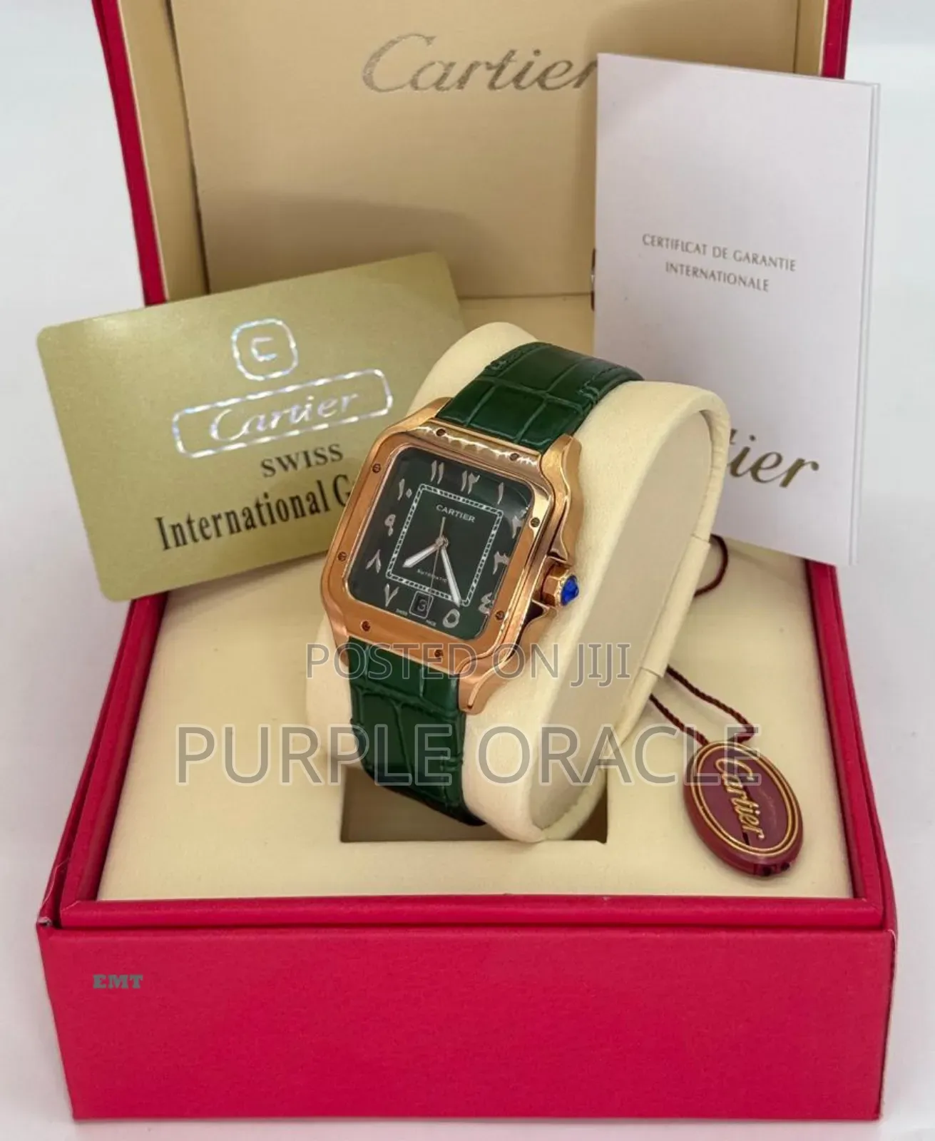 Santos De Cartier Leather Wristwatch.