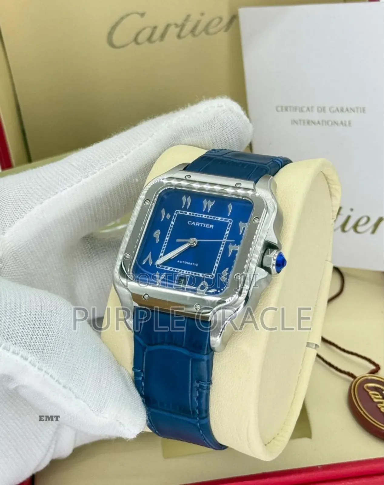 Santos De Cartier Leather Wristwatch.