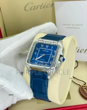 Santos De Cartier Leather Wristwatch.