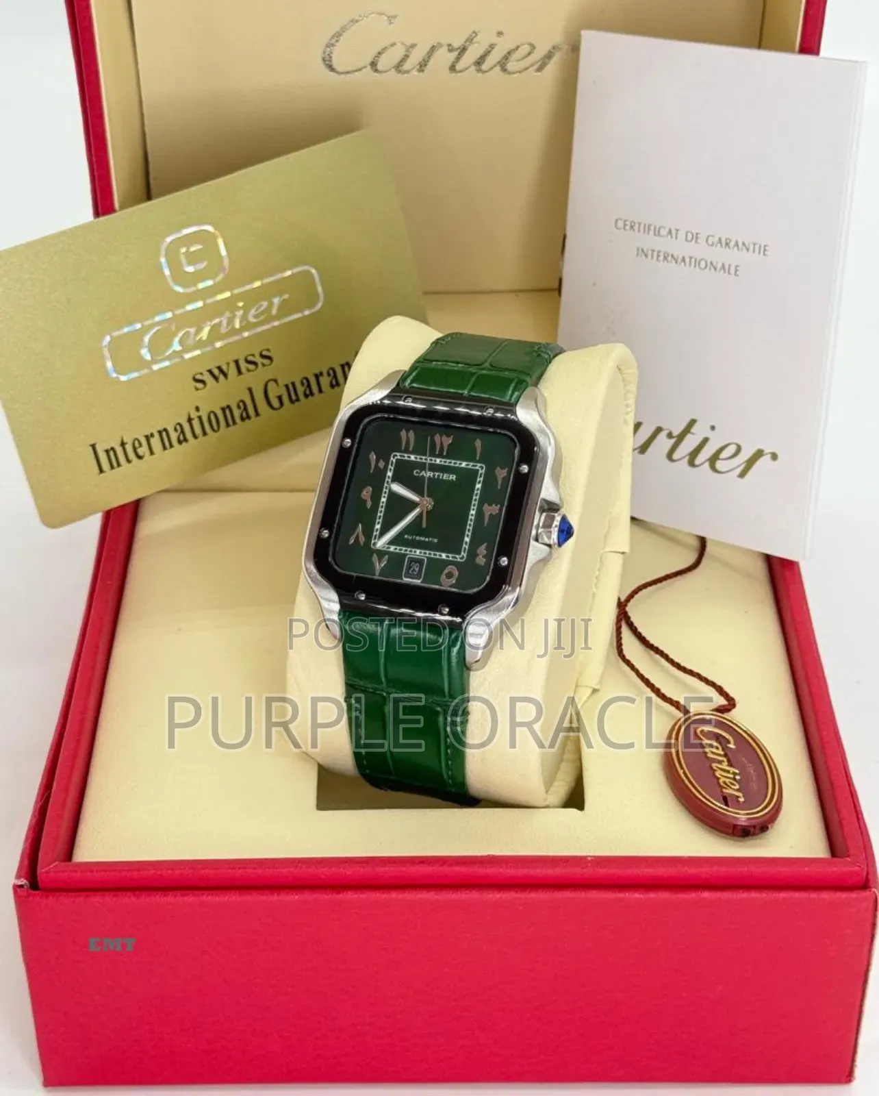 Santos De Cartier Leather Wristwatch.