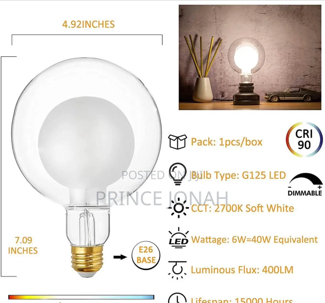 FLSNT G125 Decorative Globe Led Edison Bulbs