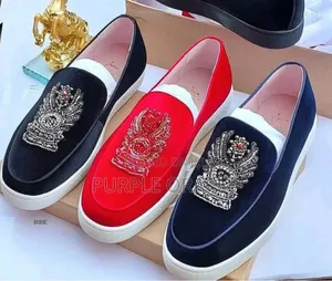 Christian Louboutin Crested Red Velvet Loafers