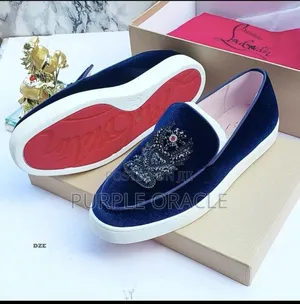 Christian Louboutin Crested Red Velvet Loafers