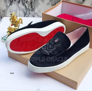 Christian Louboutin Crested Red Velvet Loafers