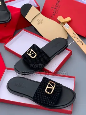 Valentino Garavani Black Slippers