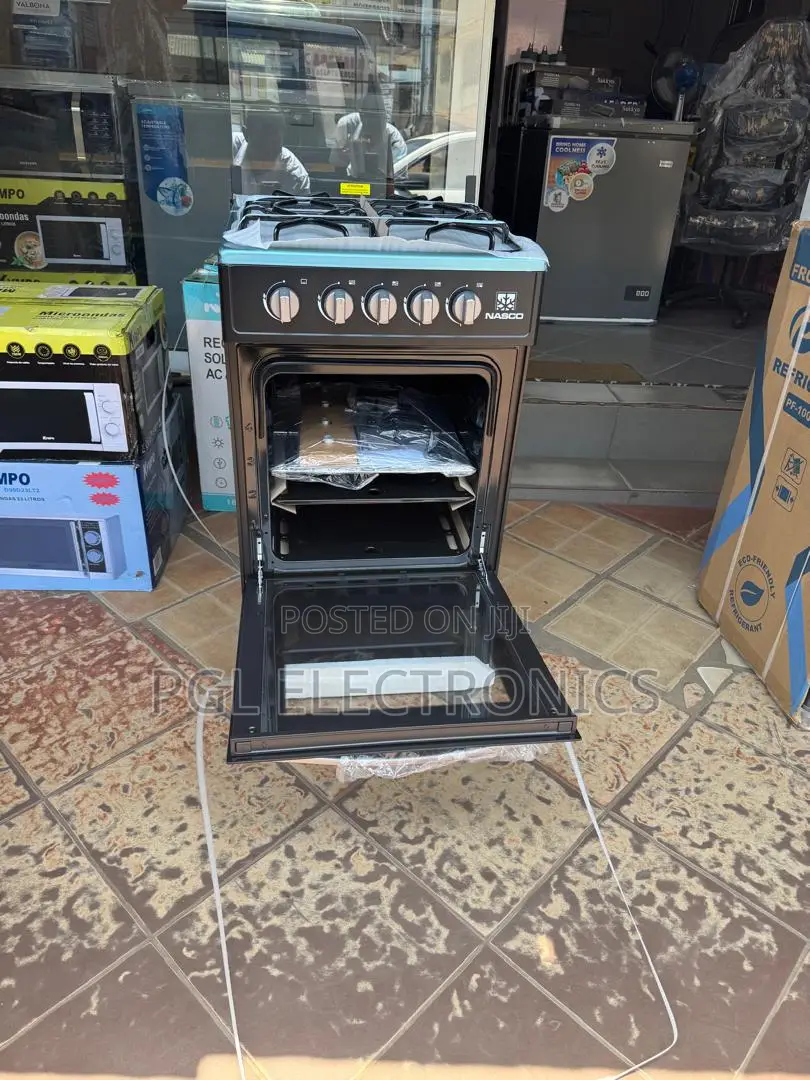 Nasco 4 Burner 50×50cm Gas Cooker, Oven, Glass Top