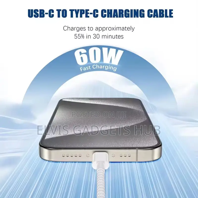 60w iPhone 15/16 Type C to C Nylon Braided Cable