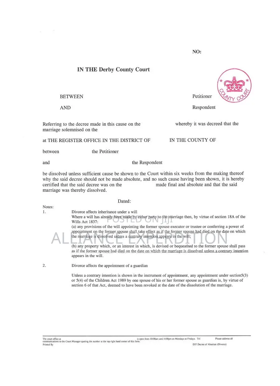 Uk Divorce Certificates