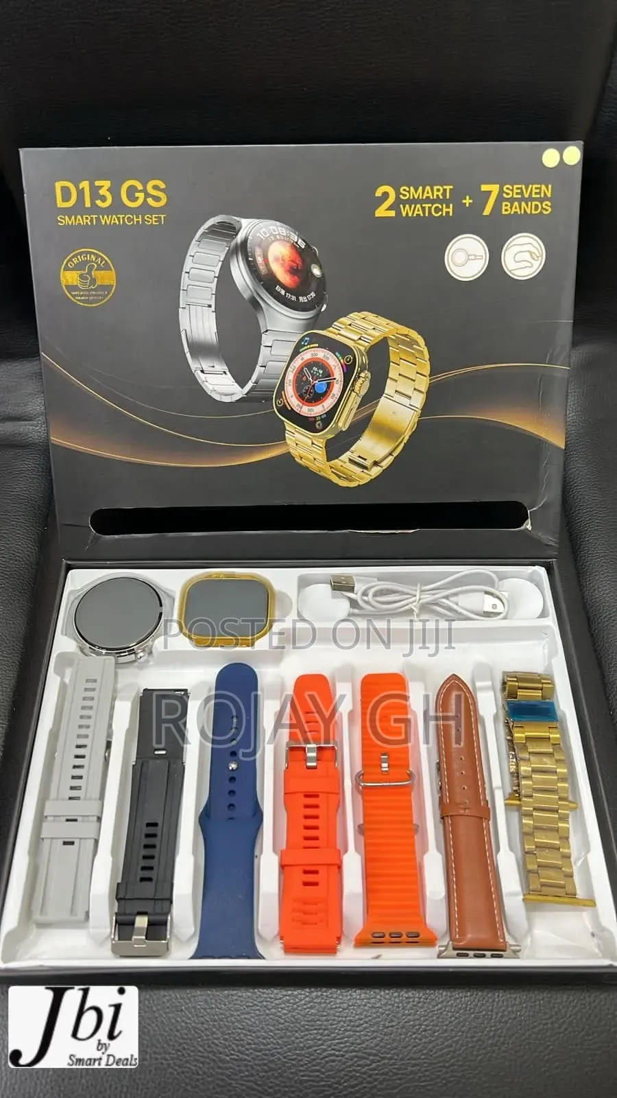 D13 Gs Smart Watch With 2 Dials and 7 Straps - Gold