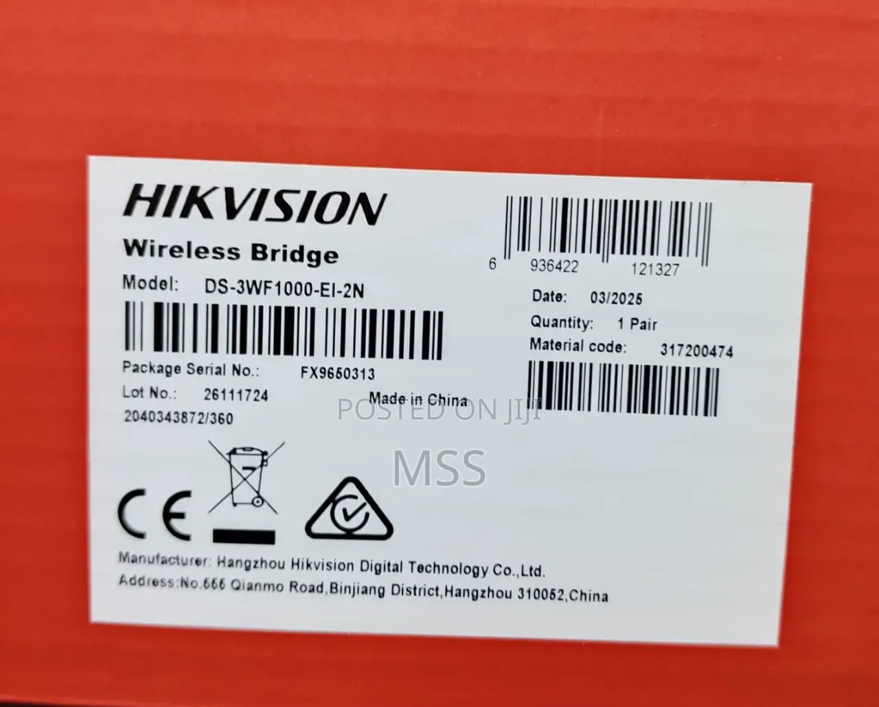 Ds-3wf1000-Ei-2n 2.4ghz 300mbps 1km Wireless Bridge Kit