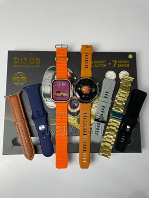 D13 Gs Smart Watch With 2 Dials and 7 Straps - Gold