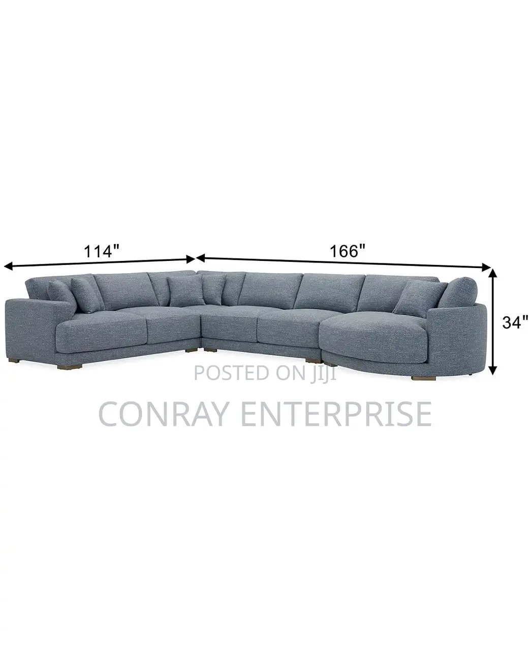 Vasher 166” 4-Pc Fabric Sectional Sofa With Cuddler.
