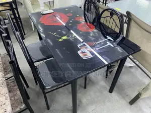 Dining Table 4 Seater Chairs (Red Flower)
