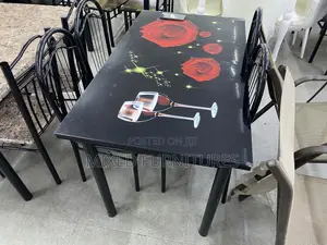 Dining Table 4 Seater Chairs (Red Flower)