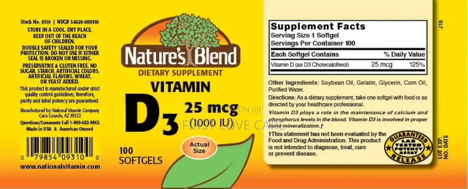 Nature's Blend Vitamin D3 25mcg(1000iu) 100pill
