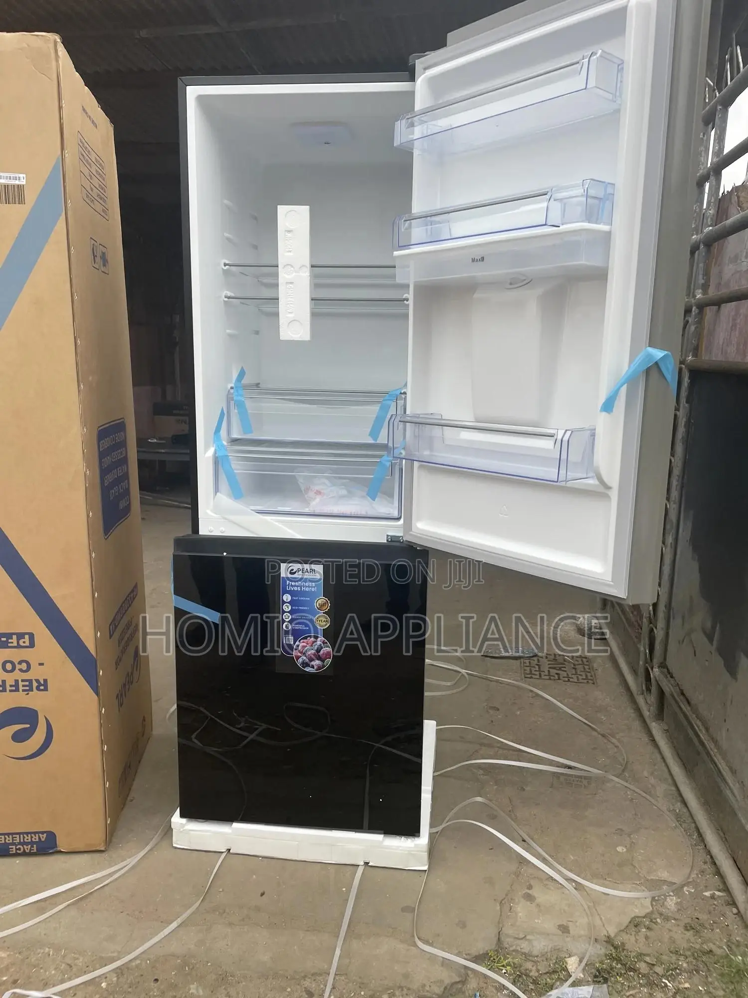 Pearl 309l Fridge With Water Dispenser Sleek Black Mirror