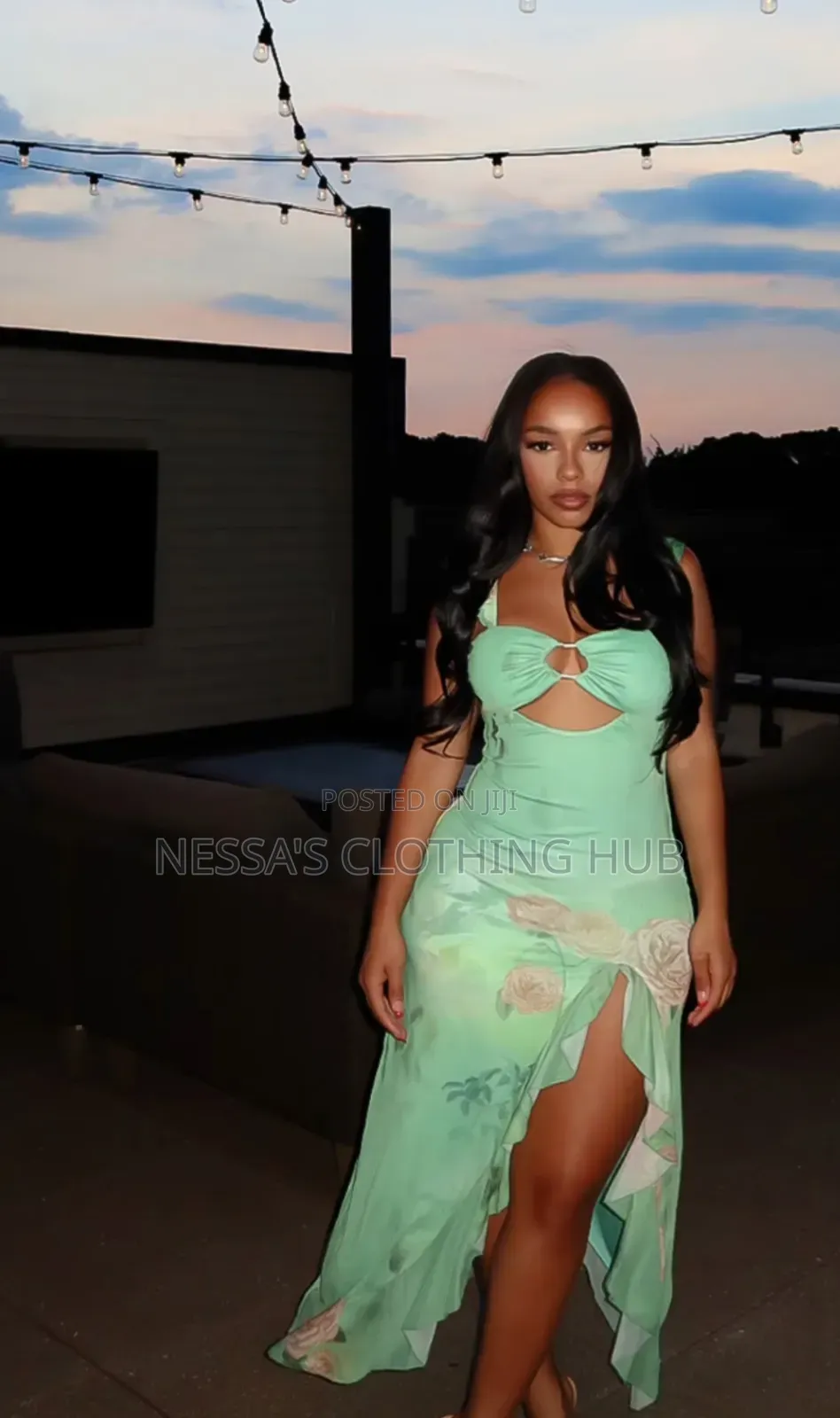 Classy Floral Green Dress
