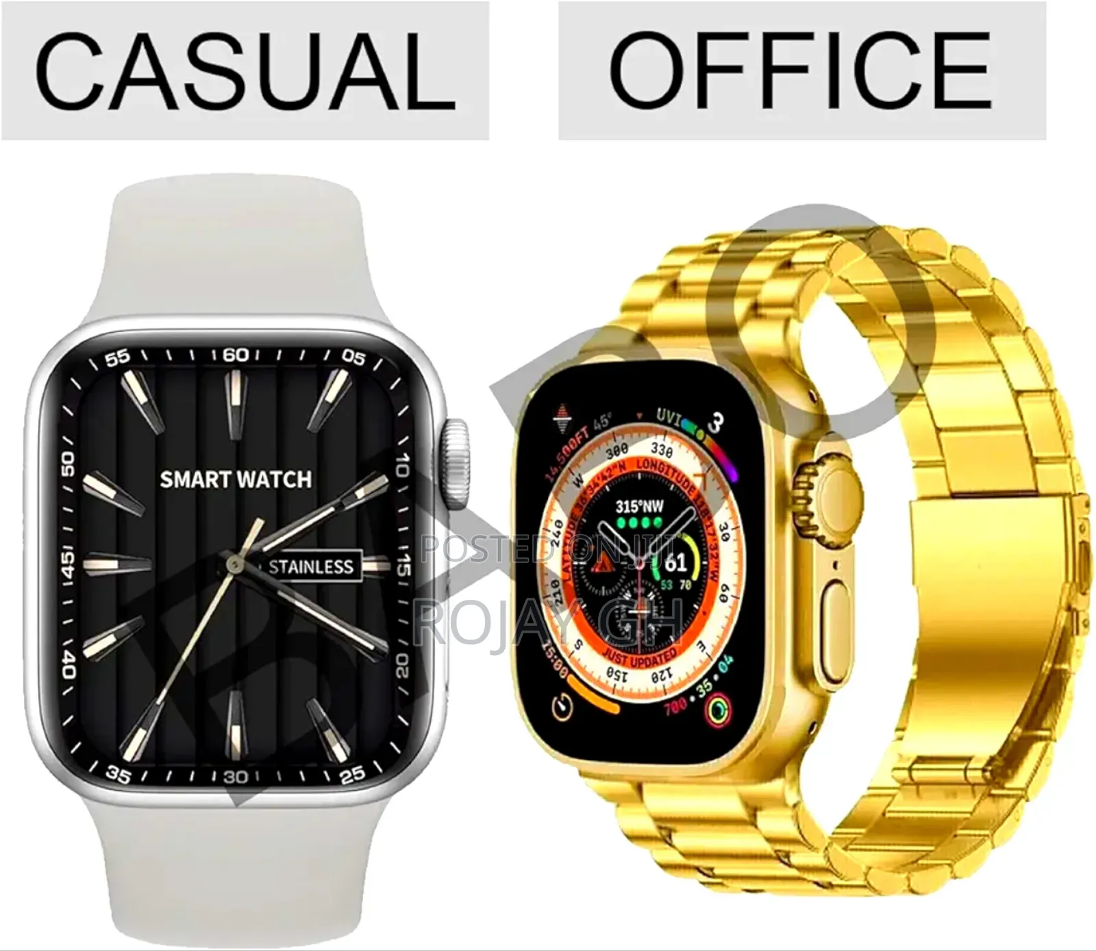 H39 Ultra 12-in-2 Smart Watches Set, Airpod 7 Straps -Gold