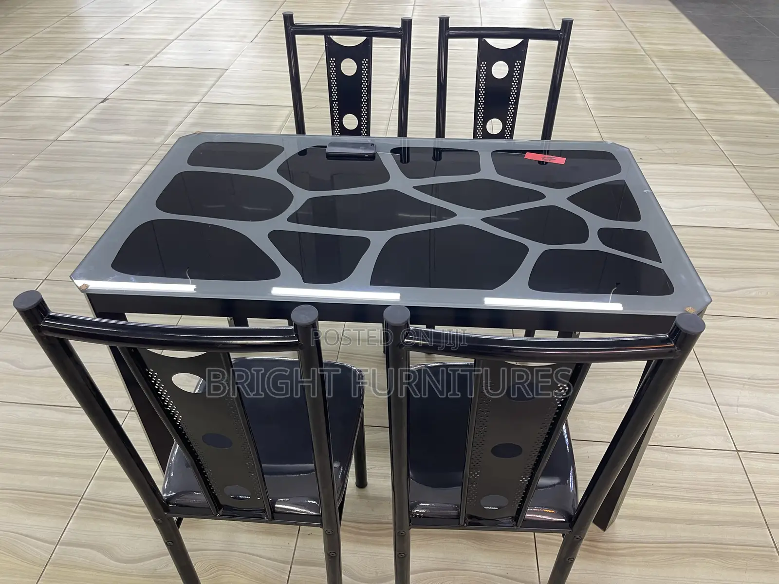 Durable 4in1 Dining Set Glass Top