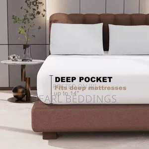 Premium Quality Cotton Fitted White Bedsheet Set Available