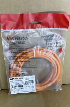 Hikvision 3m Cat6 Patch Cord Orange Type Ds-1np6uec0 Copper