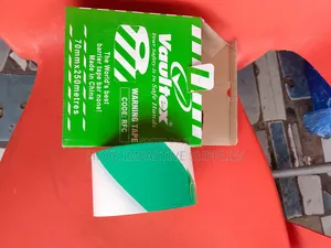 Green And White Warning Tape - 250mm.