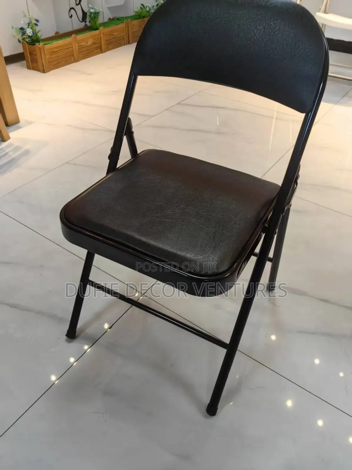 Black Metallic Foldable Chair Available for Sale