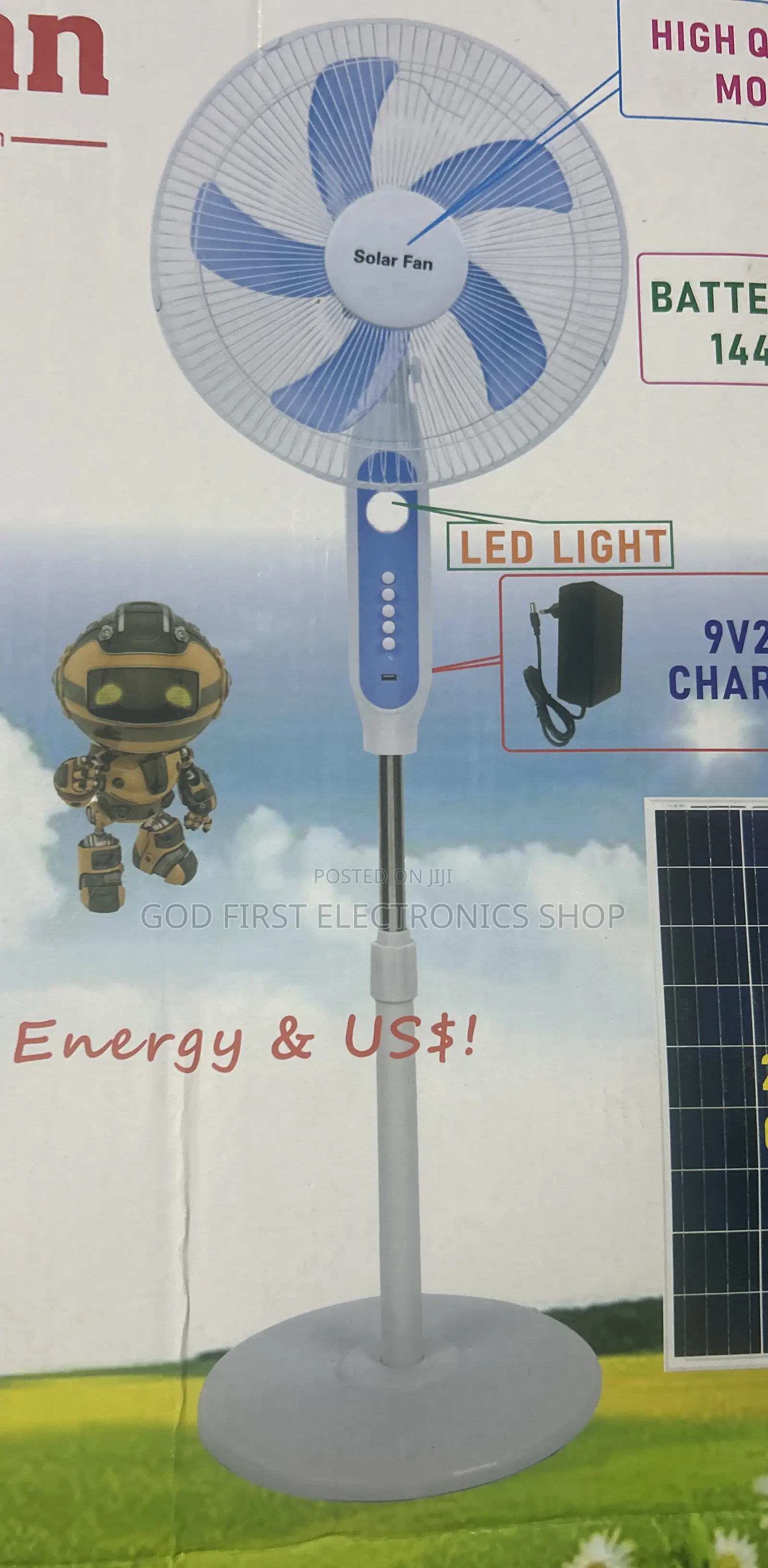 Solar Fan Fast Charging