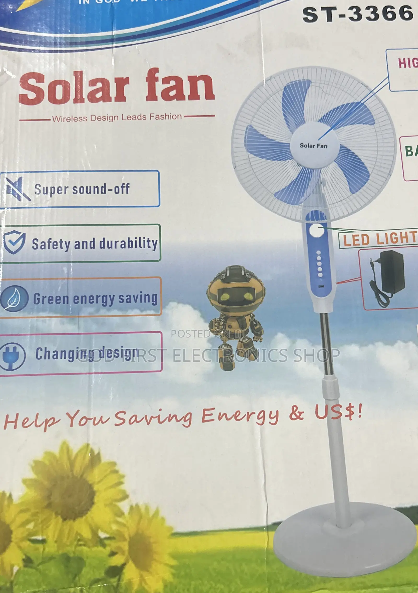 Solar Fan Fast Charging