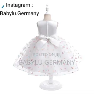 White Flower Pattern Dress / Ball Gown For Girls