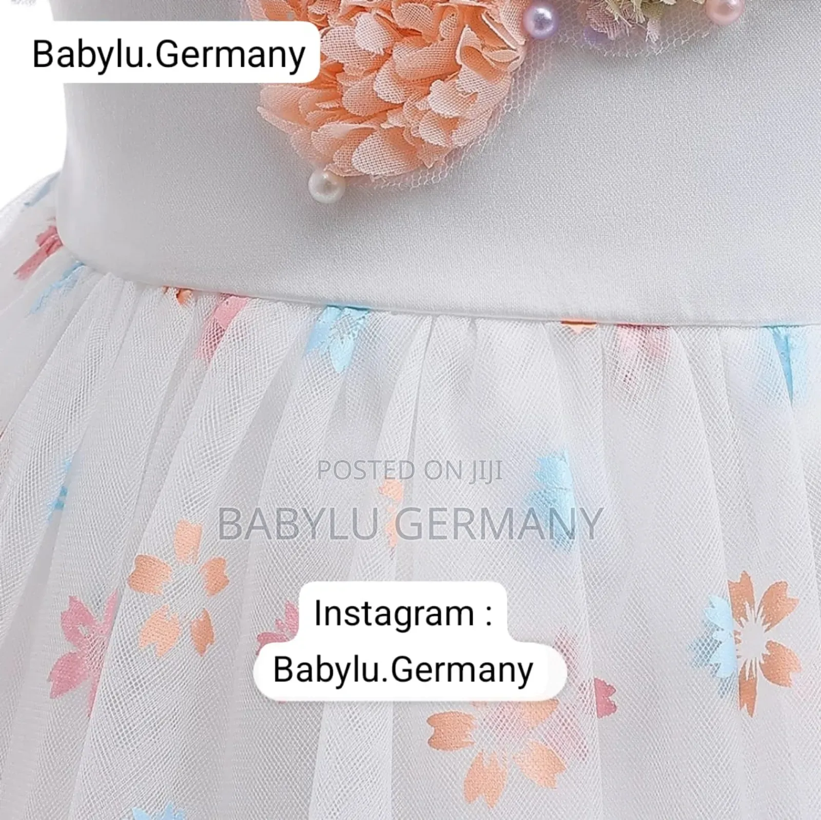 White Flower Pattern Dress / Ball Gown For Girls